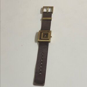 DKNY Brown Fabric Strap Watch with Gold-Tone Square Case